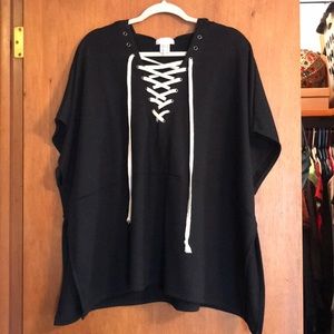 Free people black sleeveless hoodie